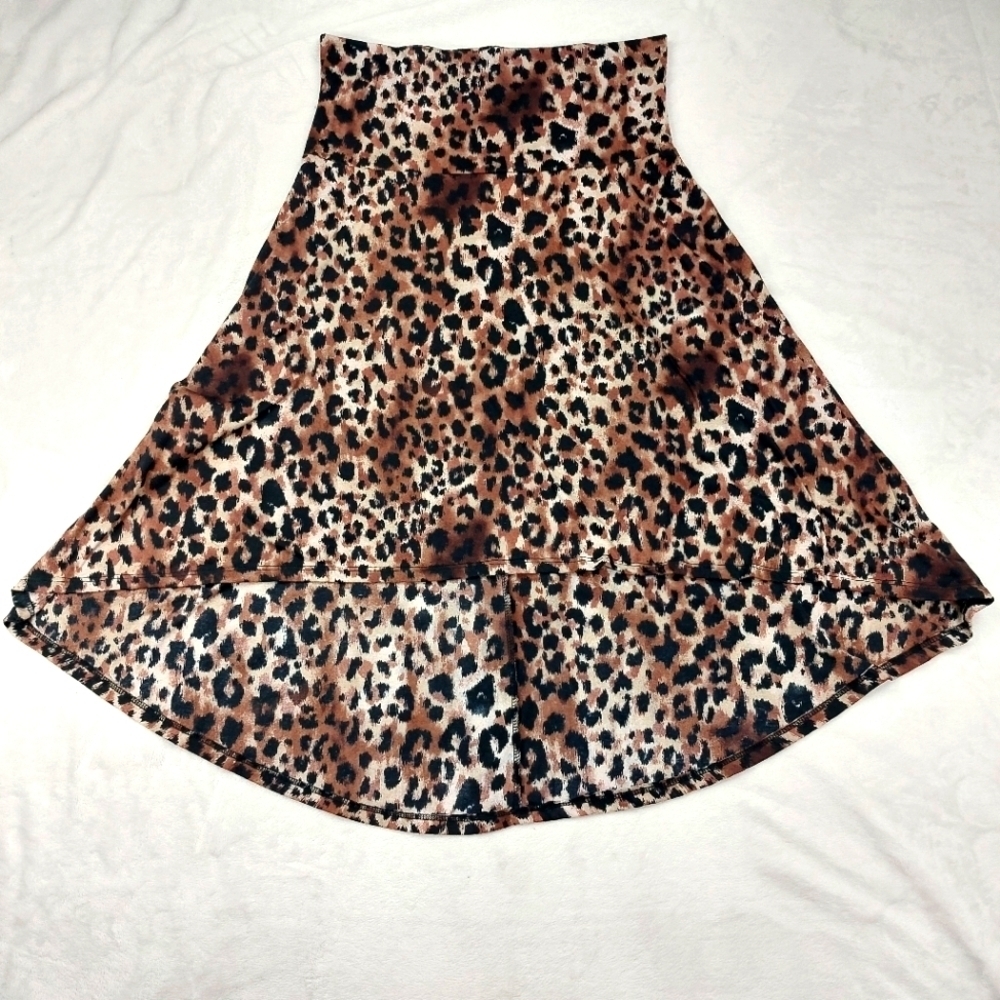 JOE BOXER WOMENS VINTAGE Y2K BROWN LEOPARD CHEETAH PRINT HIGH LOW SKIRT SIZE M